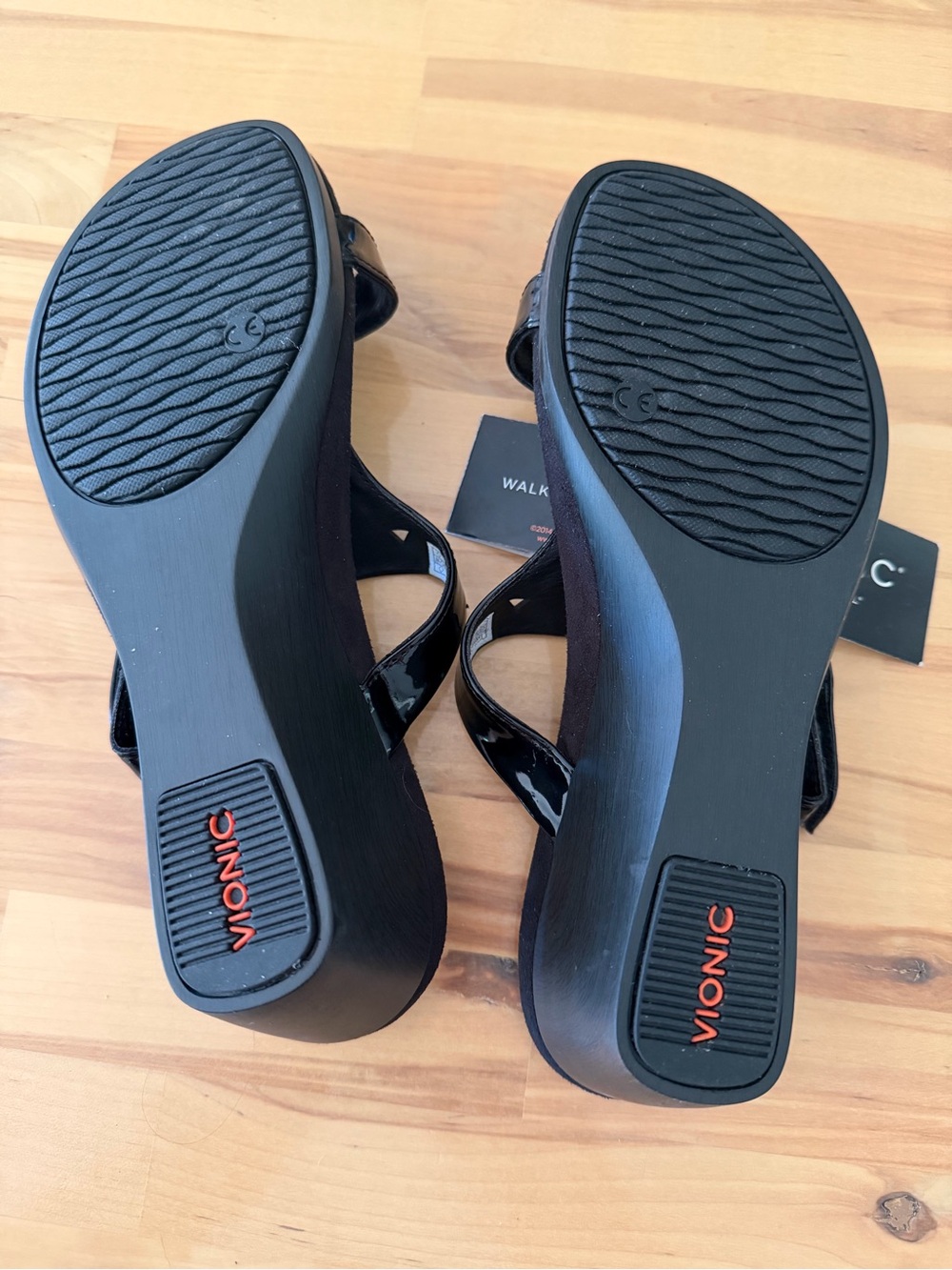 Vionic Black Patent Pyramid-Stud T-Strap Slide Sandal - Picture 2 of 5
